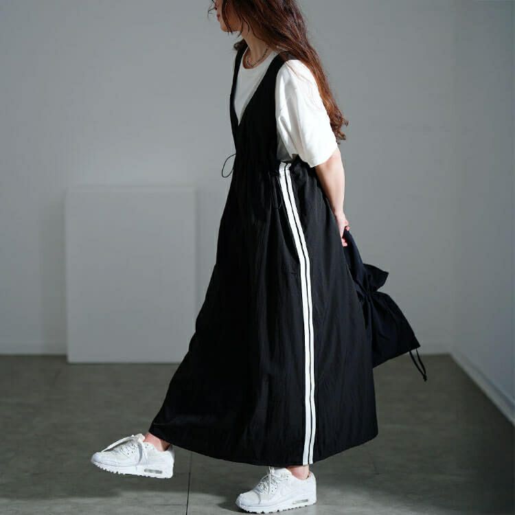 大きいサイズ レディース サイドラインドロストジャンパースカート　nw-25004【メール便可】