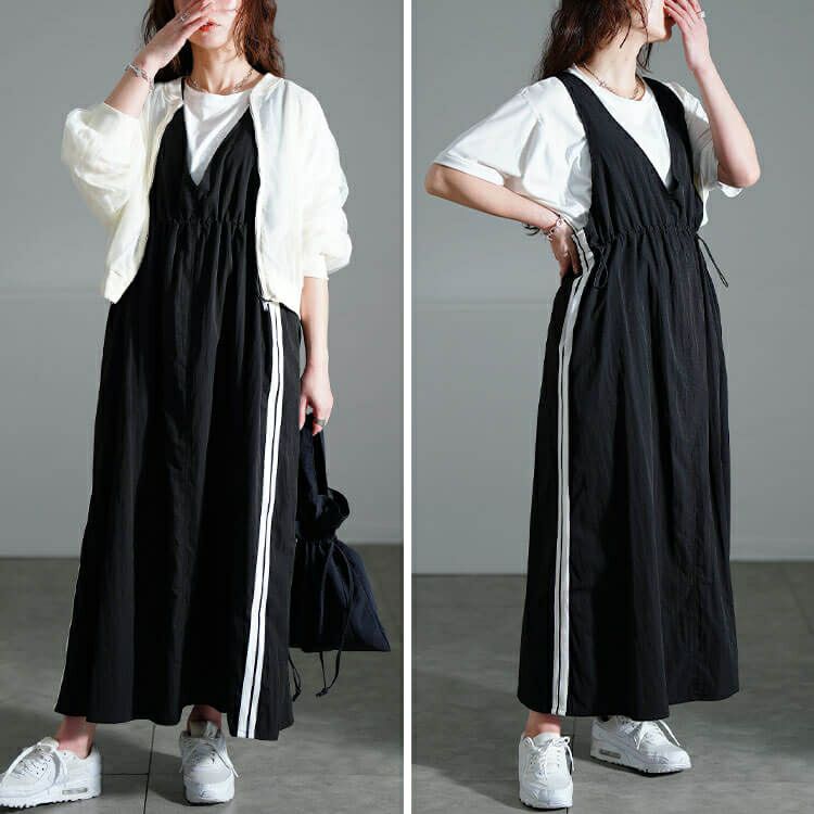 大きいサイズ レディース サイドラインドロストジャンパースカート　nw-25004【メール便可】