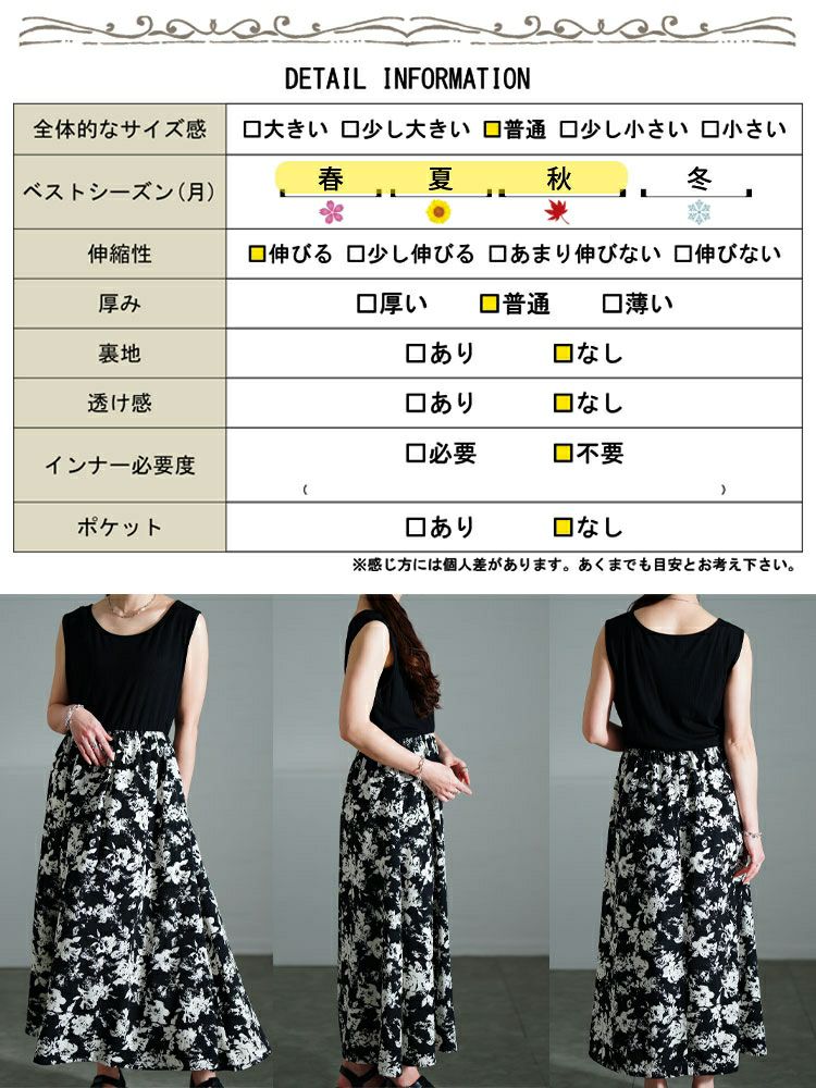 大きいサイズ レディース かぎ編みニットトップス＆花柄ドッキングワンピース2点セット　nw-25003