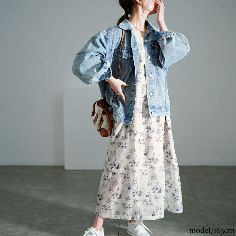 大きいサイズ レディース 花柄シフォンジャガード深Vネックワンピース　maru-30141