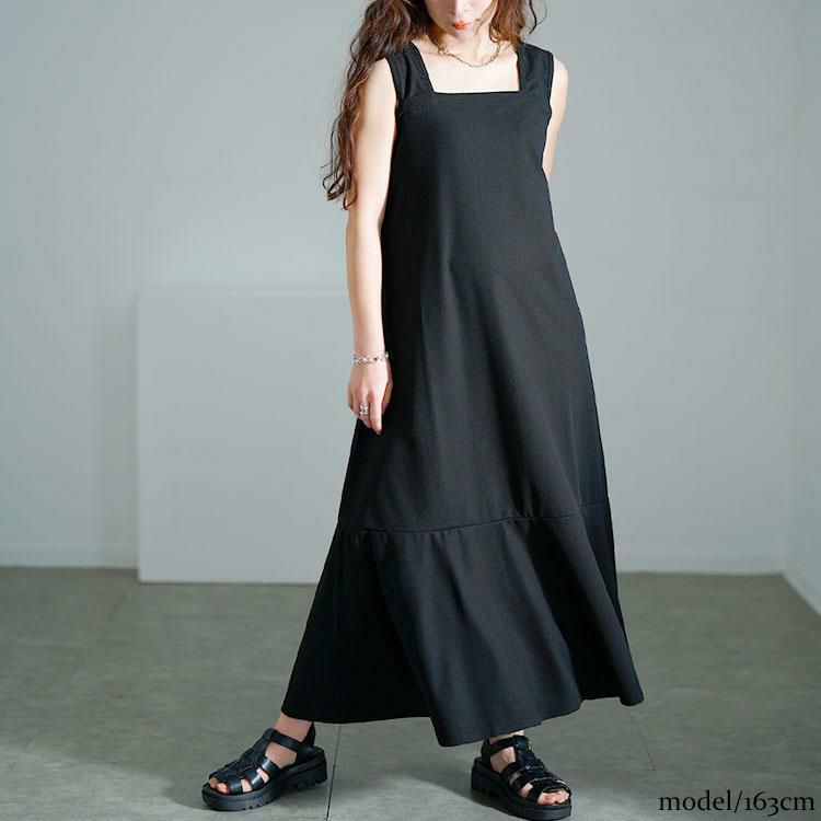 大きいサイズ レディース ワッフルマーメイドジャンパースカート　maru-30139 ブラック