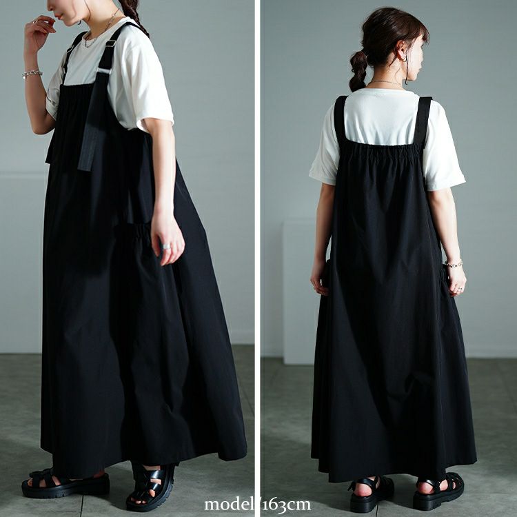 大きいサイズ レディース 軽量ストレッチマキシジャンパースカート　maru-30136