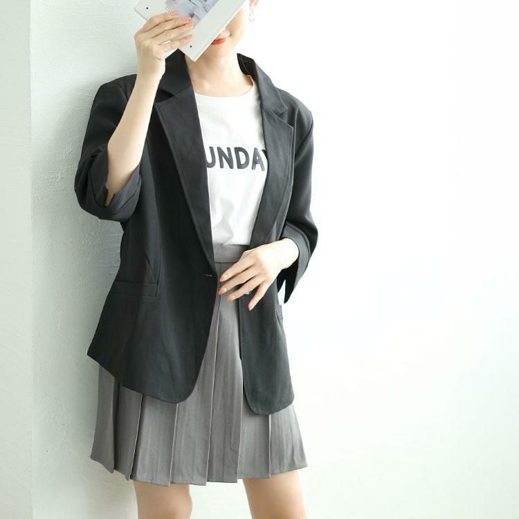 大きいサイズ レディース 七分袖テーラードジャケット　goldy-1665 ブラック