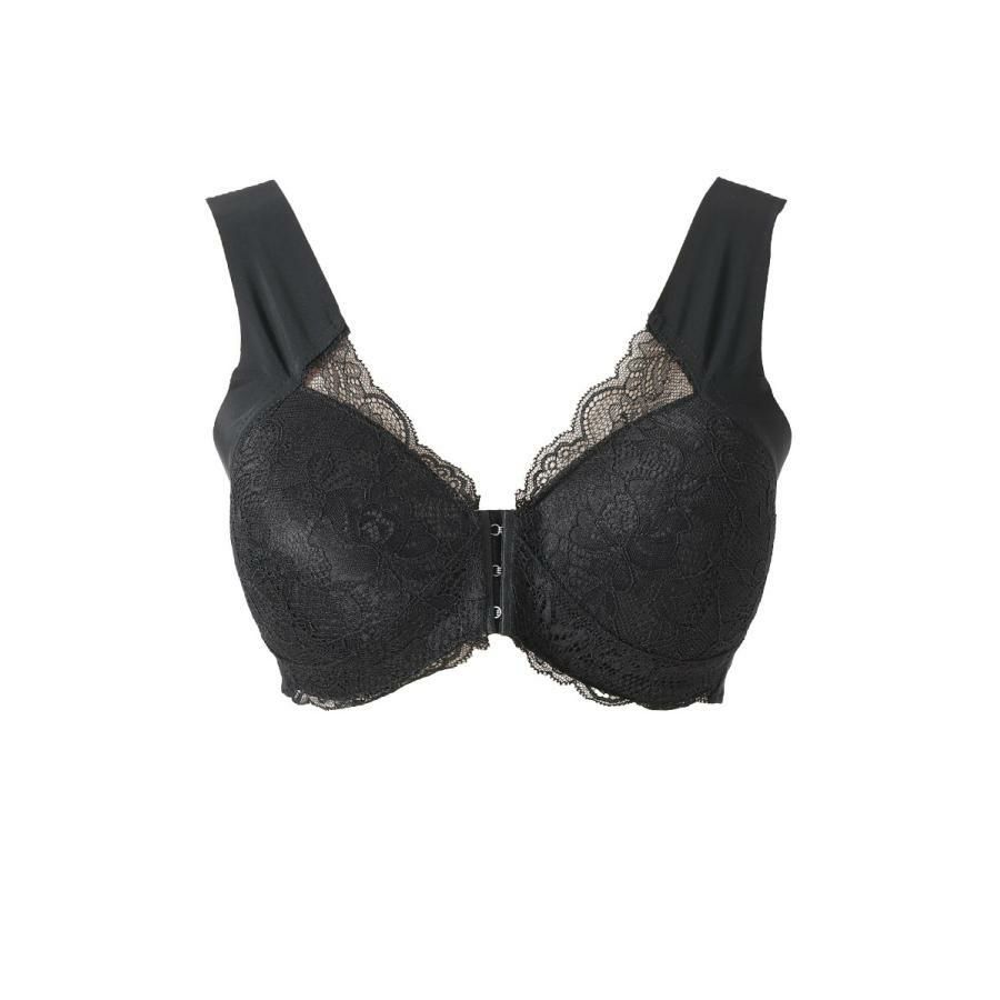 大きいサイズ レディース フロントホックシームレスブラ　goldy-1660 ブラック