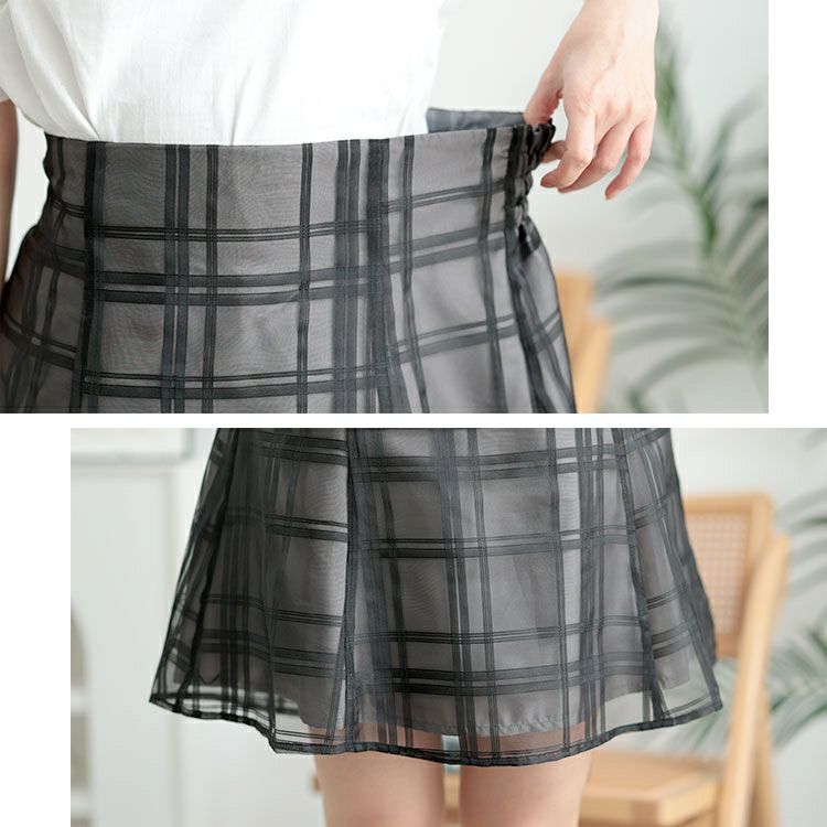大きいサイズ レディース インパン裏地付きシアーチェックミニスカート　tana-651008【メール便可】