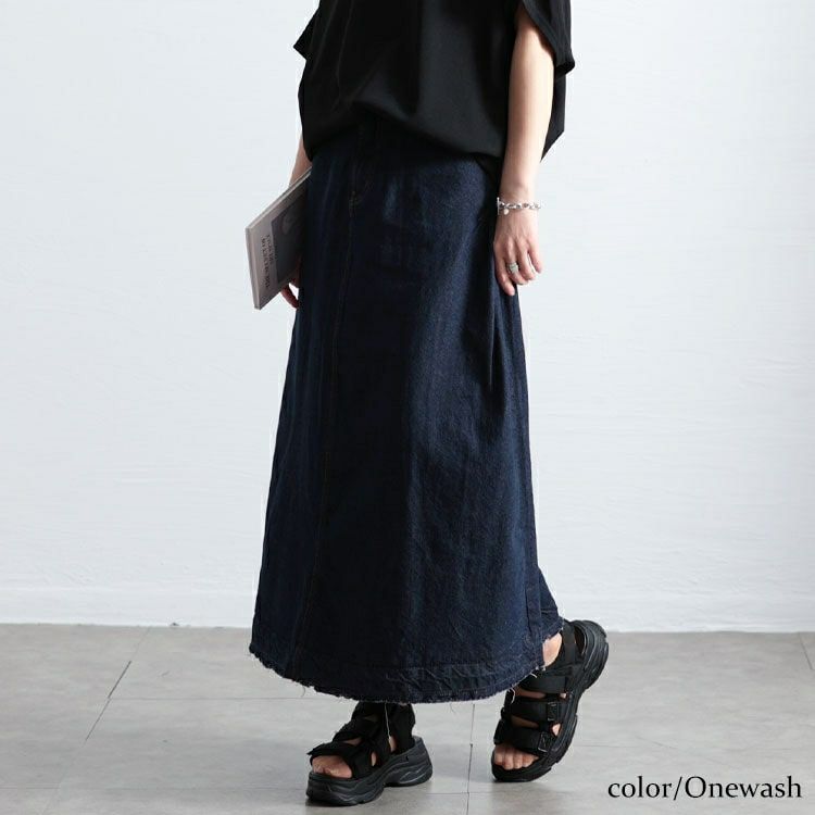 大きいサイズ レディース サイドタックコットンデニムスカート　wd-0403