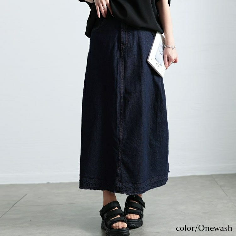 大きいサイズ レディース サイドタックコットンデニムスカート　wd-0403