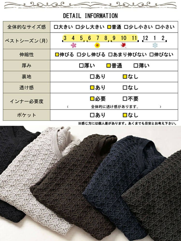 大きいサイズ レディース 透かし編みコットンドルマンチュニック　maru-20016