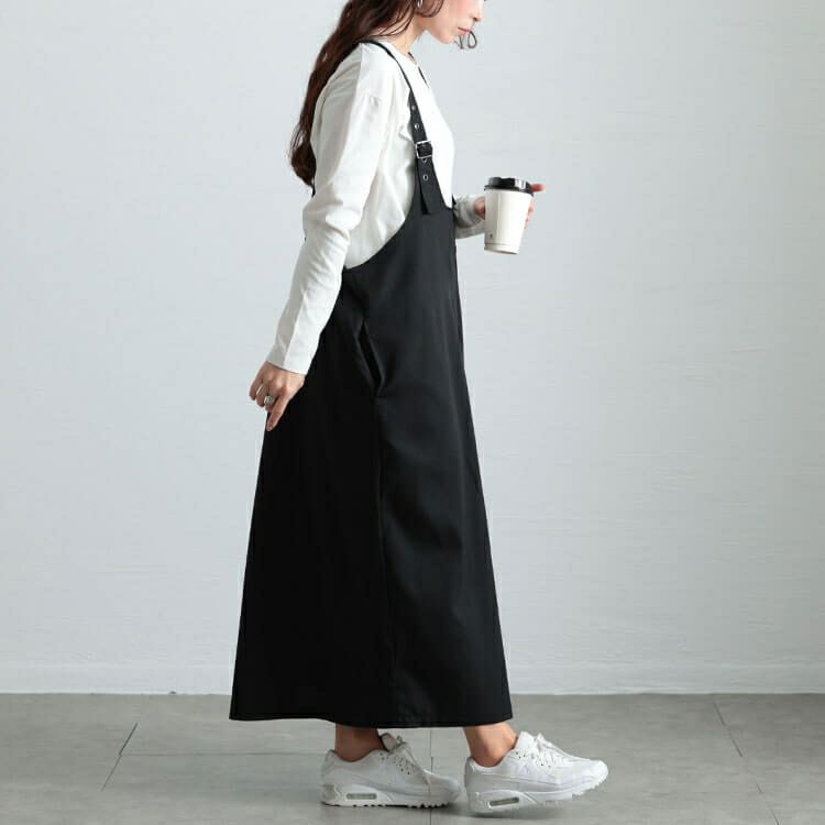 大きいサイズ レディース センタータック肩ベルトジャンパースカート　sw-0742