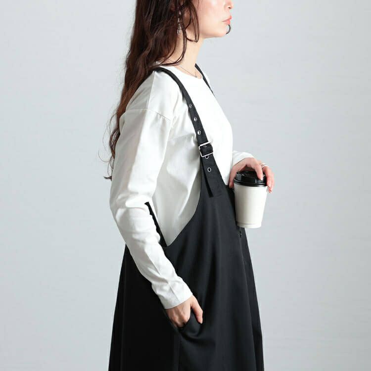 大きいサイズ レディース センタータック肩ベルトジャンパースカート　sw-0742