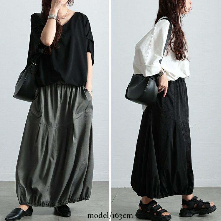 大きいサイズ レディース 切り替えタックバルーンスカート　sw-0740