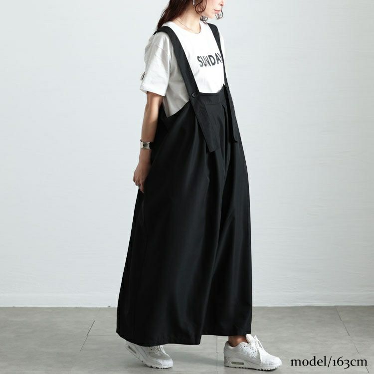 大きいサイズ レディース タックワイドサロペットパンツ　sw-0743