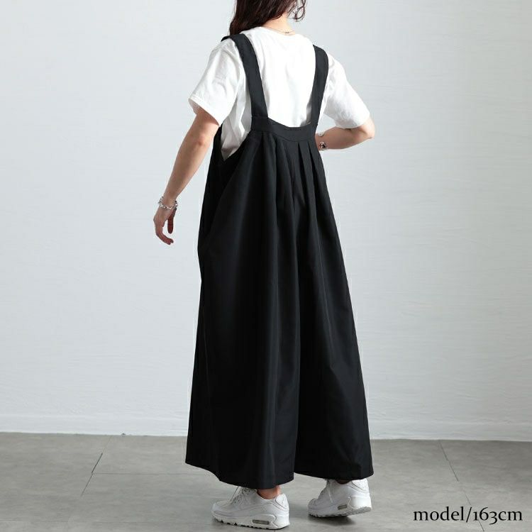 大きいサイズ レディース タックワイドサロペットパンツ　sw-0743