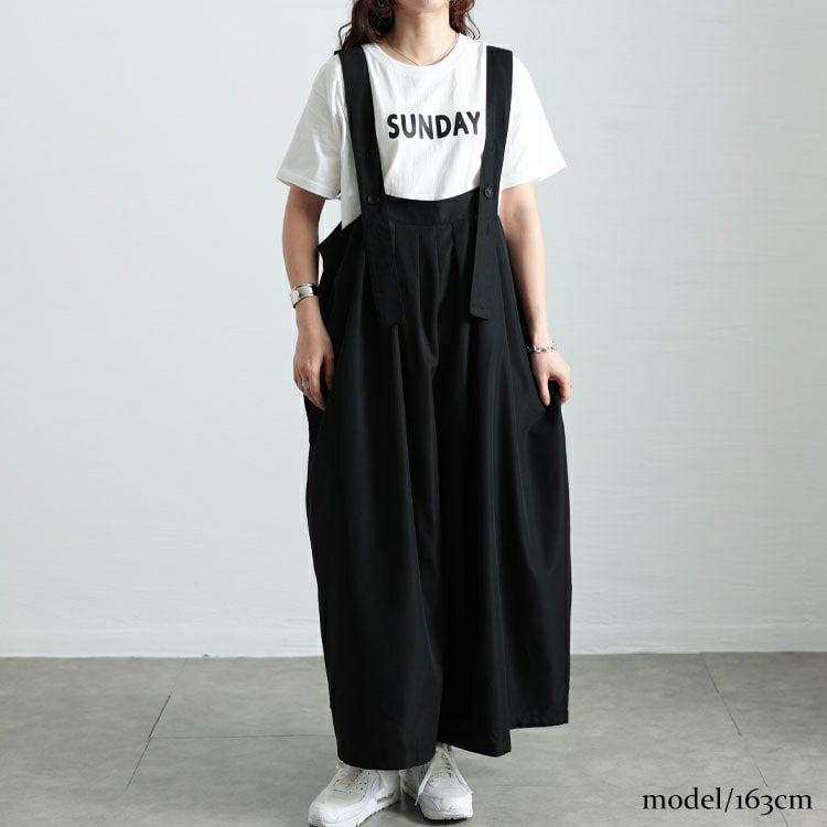 大きいサイズ レディース タックワイドサロペットパンツ　sw-0743