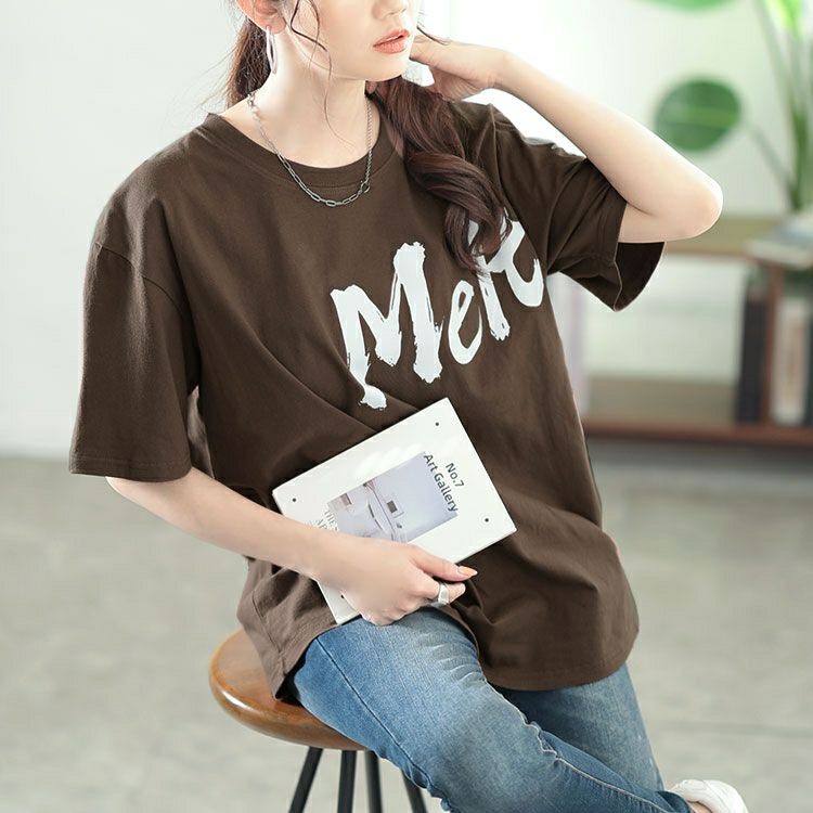 大きいサイズ レディース ビッグロゴコットンTシャツ　goldy-1661【メール便可】