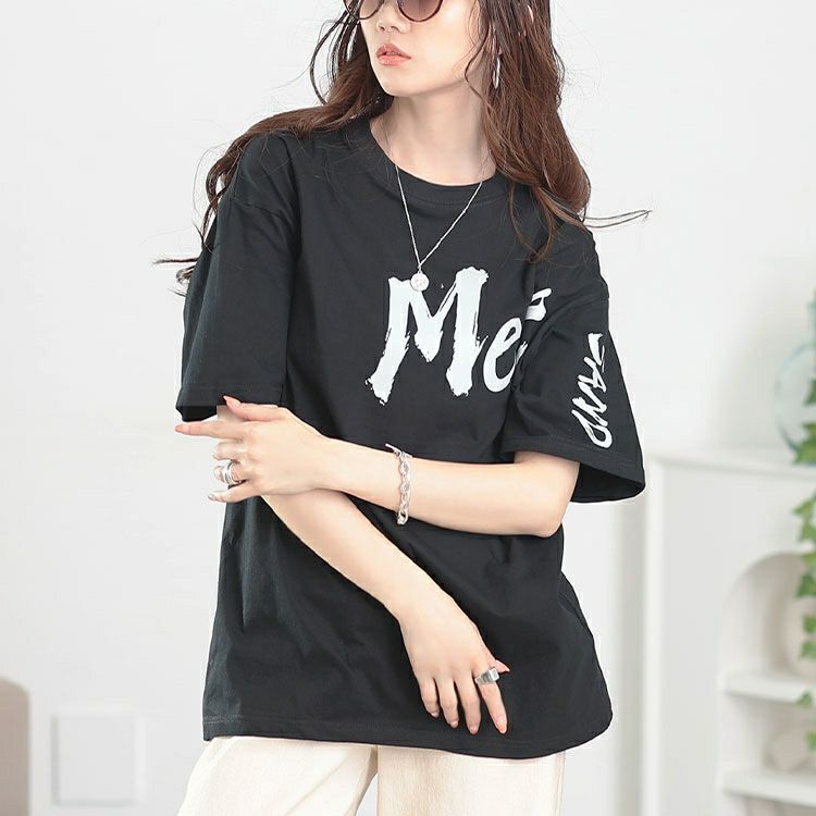 大きいサイズ レディース ビッグロゴコットンTシャツ　goldy-1661【メール便可】