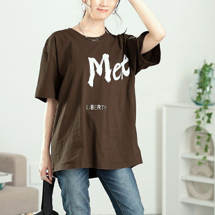 大きいサイズ レディース ビッグロゴコットンTシャツ　goldy-1661【メール便可】