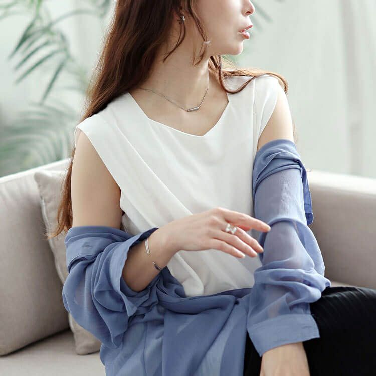 大きいサイズ レディース タックショルダーノースリーブチュニック