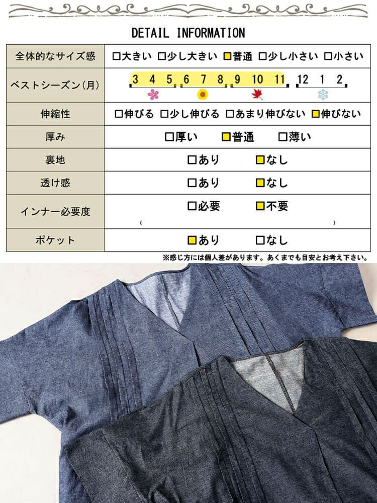 大きいサイズ レディース コットンシャンブレータックワンピース　maru-30144【メール便可】