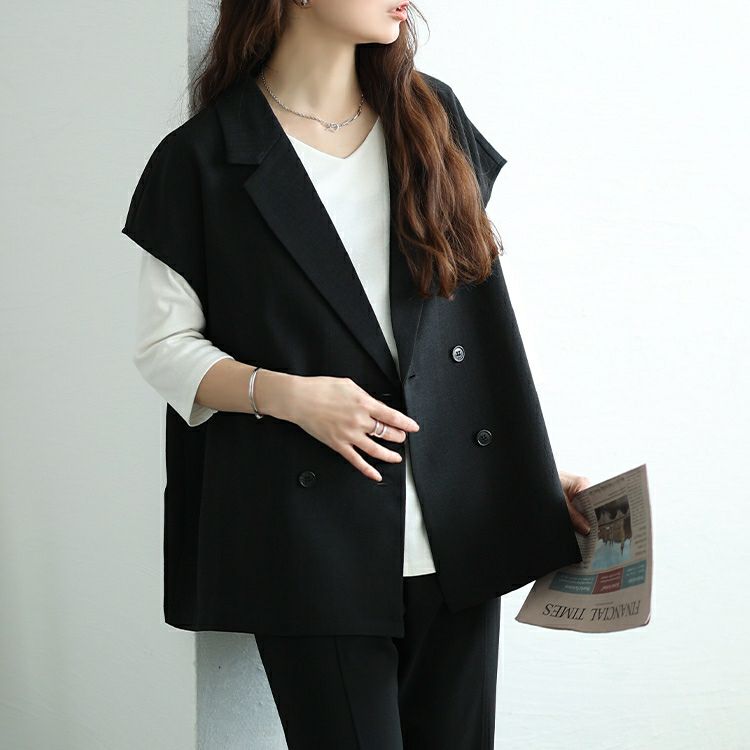 大きいサイズ レディース 麻調テーラードジレ　tani-36767ll【メール便可】