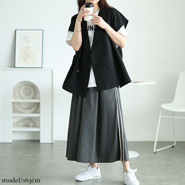 大きいサイズ レディース 麻調テーラードジレ　tani-36767ll【メール便可】