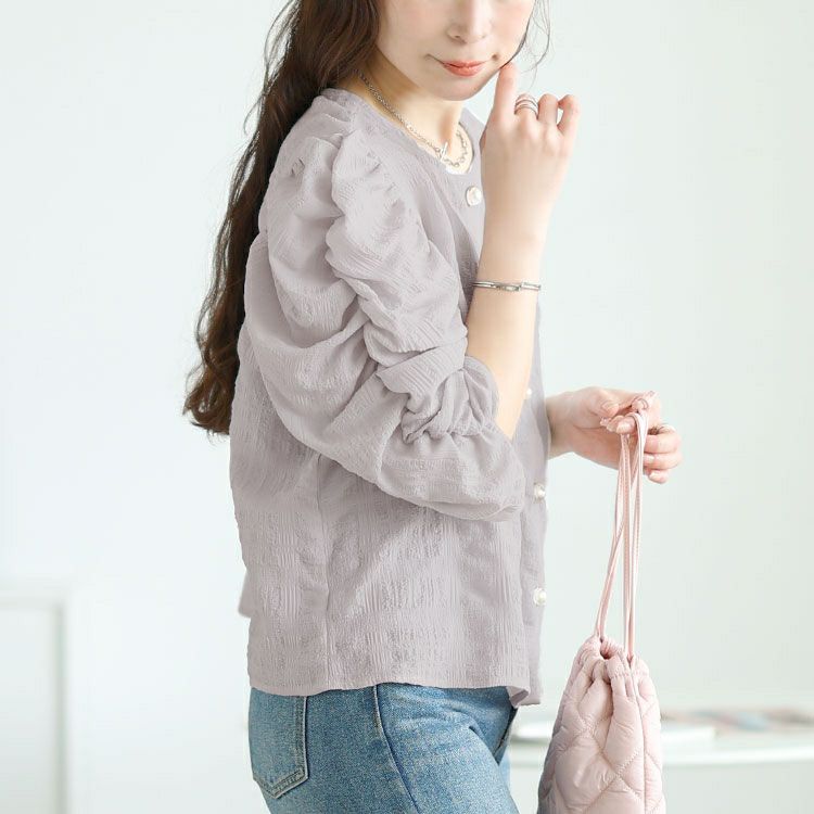 大きいサイズ レディース パールボタンパワショルブラウス　tani-36579ll