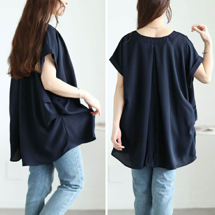 大きいサイズ レディース バックプリーツタックドルマンチュニック　jp522【メール便可】