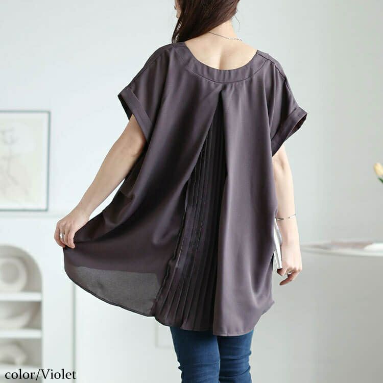 大きいサイズ レディース バックプリーツタックドルマンチュニック　jp522【メール便可】