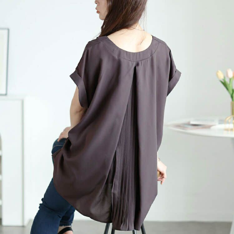 大きいサイズ レディース バックプリーツタックドルマンチュニック　jp522【メール便可】