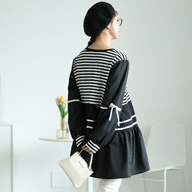 大きいサイズ レディース ボーダーペプラムドッキングチュニック　jp534【メール便可】