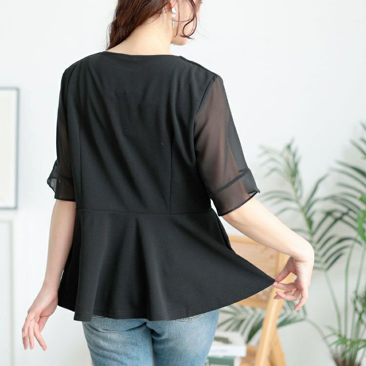 大きいサイズ レディース ハートネックパールボタンペプラムトップス　goldy-1662【メール便可】