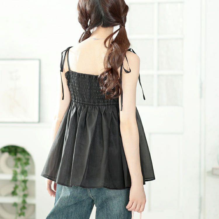 大きいサイズ レディース 袖取り外し2wayリボンキャミソール　tana-351022