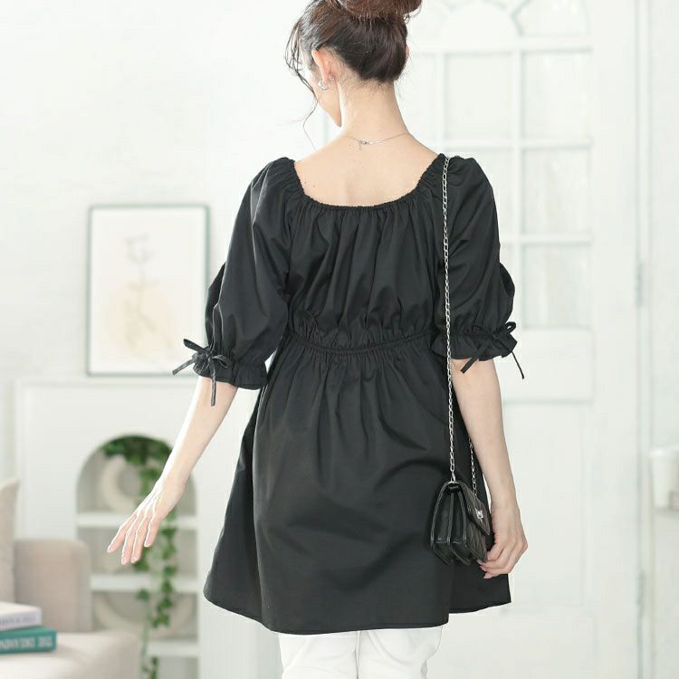 大きいサイズ レディース スクエアネックギャザーペプラムチュニック　tana-351021