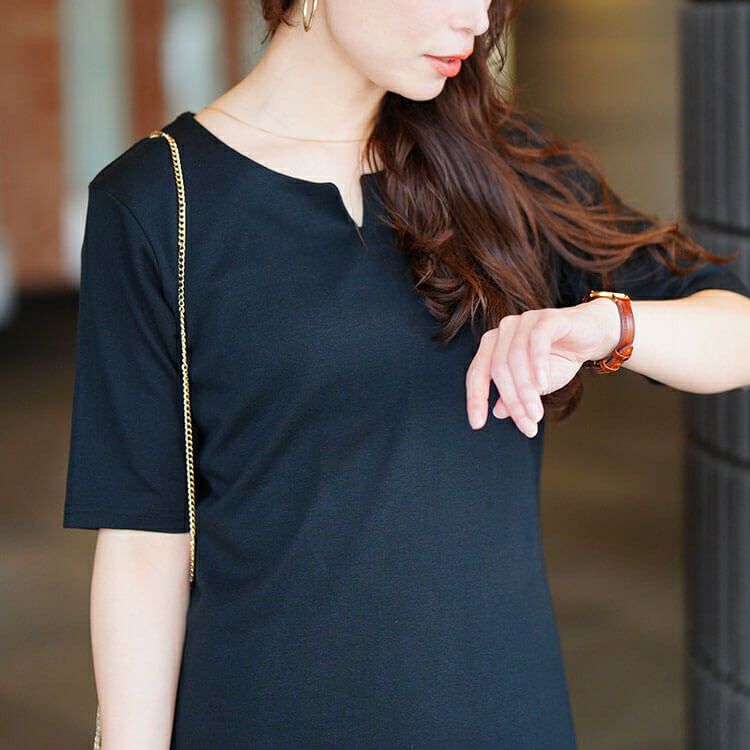 大きいサイズ レディース キーネックコットンカットソー　wk-0511【メール便可】