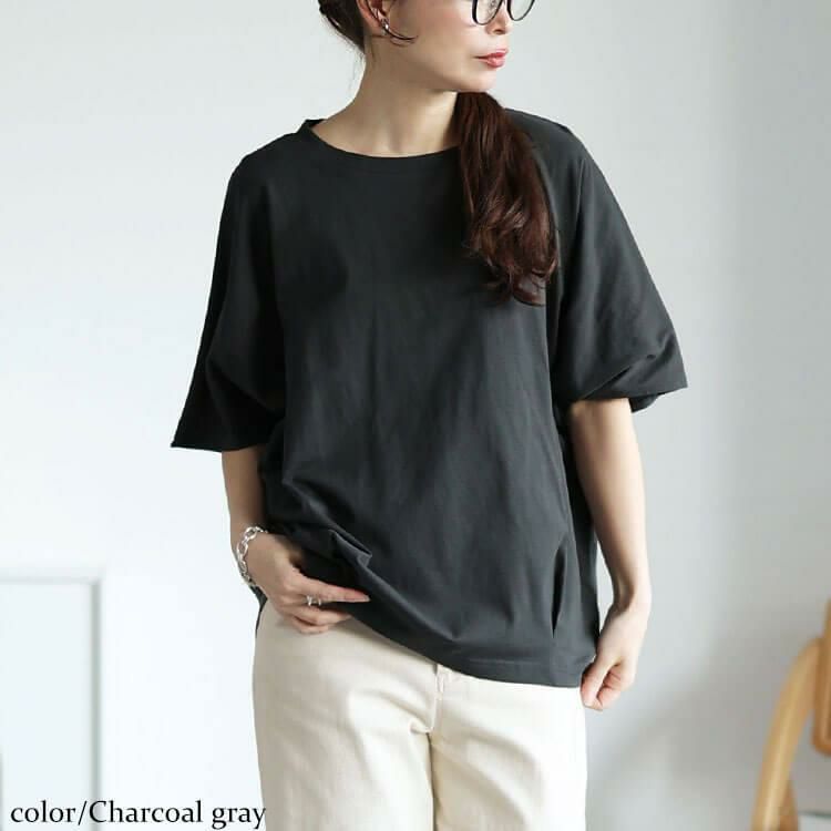 大きいサイズ レディース 裾タックコットンドルマンプルオーバー wk