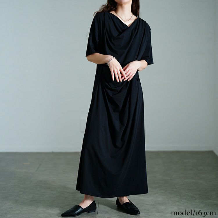 大きいサイズ レディース 接触冷感ストレッチドレープワンピース sw