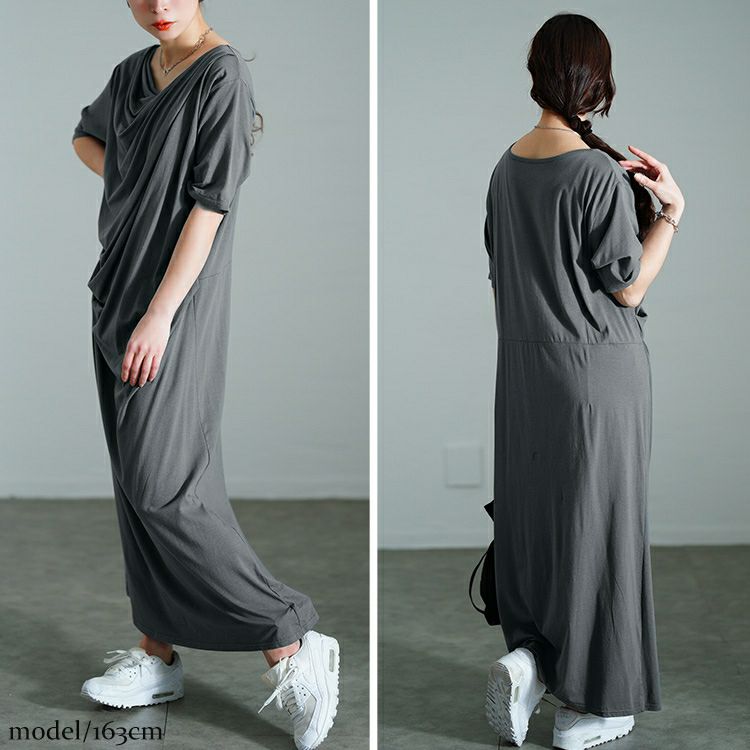大きいサイズ レディース 接触冷感ストレッチドレープワンピース　sw-0726