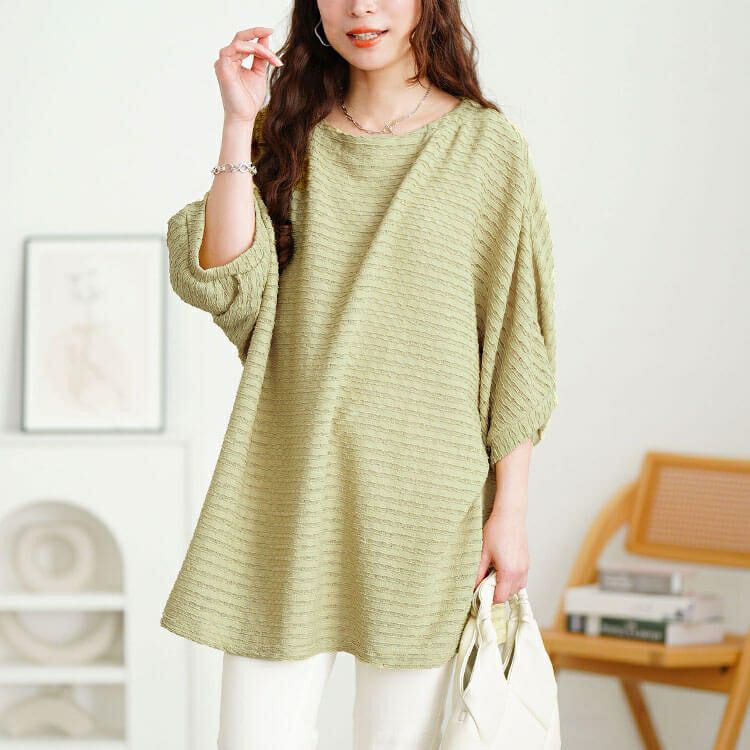 大きいサイズ レディース レースボーダードルマンチュニック　cpdai-659773