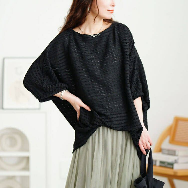 大きいサイズ レディース レースボーダードルマンチュニック　cpdai-659773