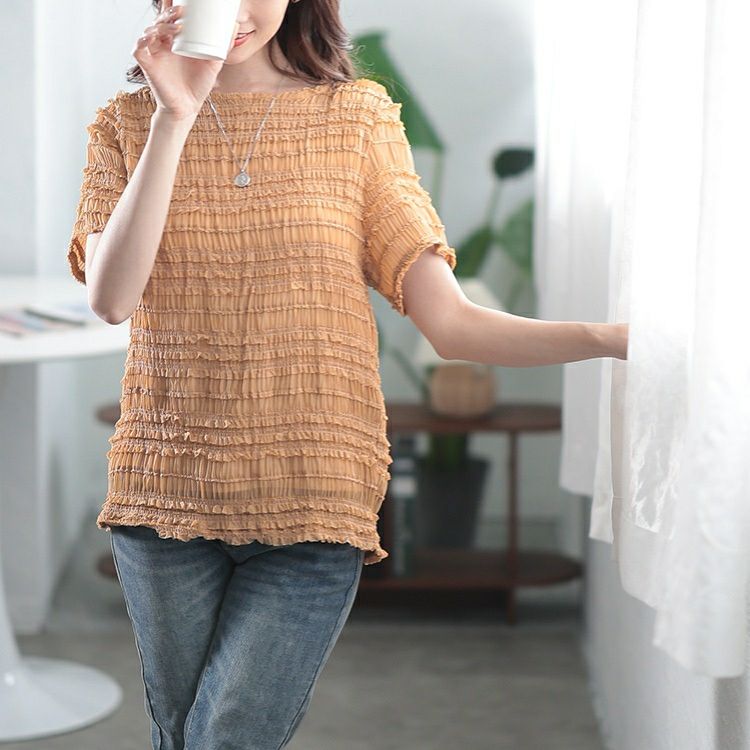 大きいサイズ レディース シフォンシャーリングプルオーバー　cpdai-659771【メール便可】