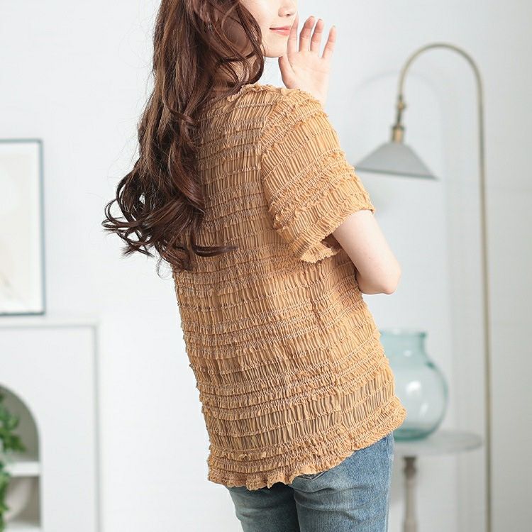 大きいサイズ レディース シフォンシャーリングプルオーバー　cpdai-659771【メール便可】