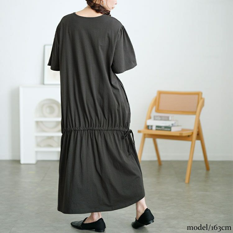 大きいサイズ レディース ドロストマーメイドコットンワンピース　wk-0518