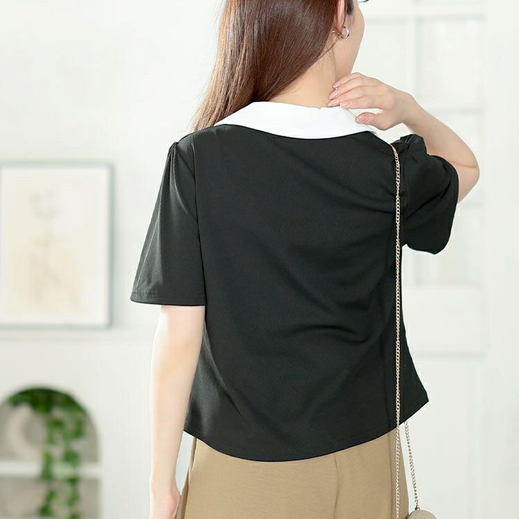 大きいサイズ レディース カーディガンレイヤード風リブカットソー　goldy-1673【メール便可】