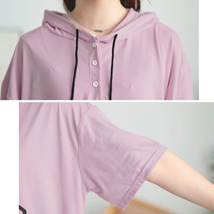 大きいサイズ レディース オーバーサイズロゴチュニックパーカー　goldy-1680【メール便可】