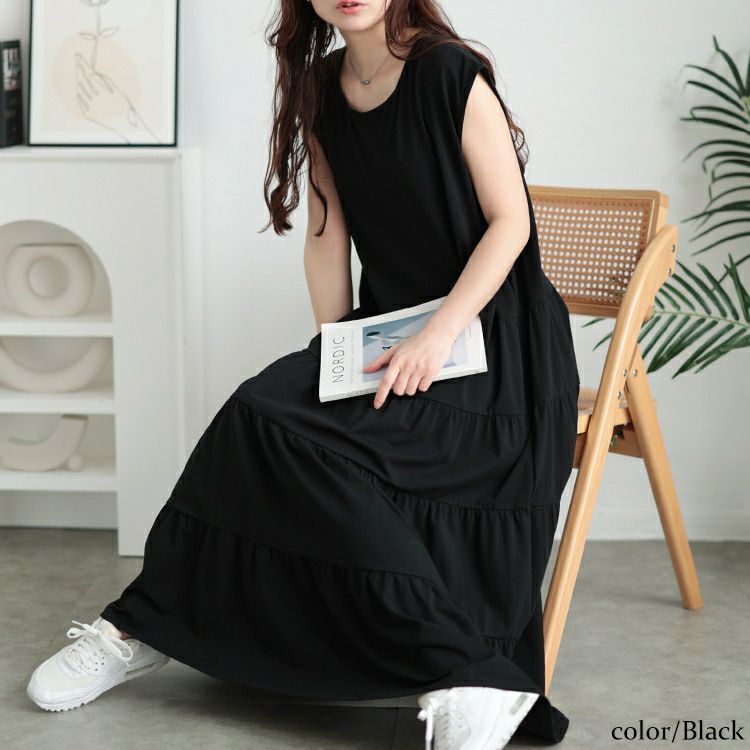 大きいサイズ レディース 接触冷感ティアードワンピース　kt-7825650