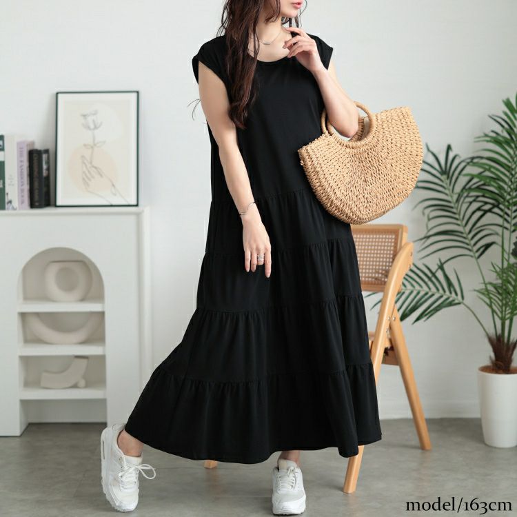 大きいサイズ レディース 接触冷感ティアードワンピース　kt-7825650