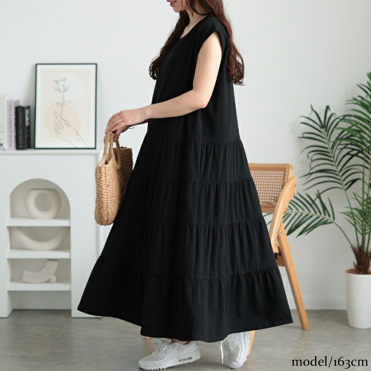 大きいサイズ レディース 接触冷感ティアードワンピース　kt-7825650