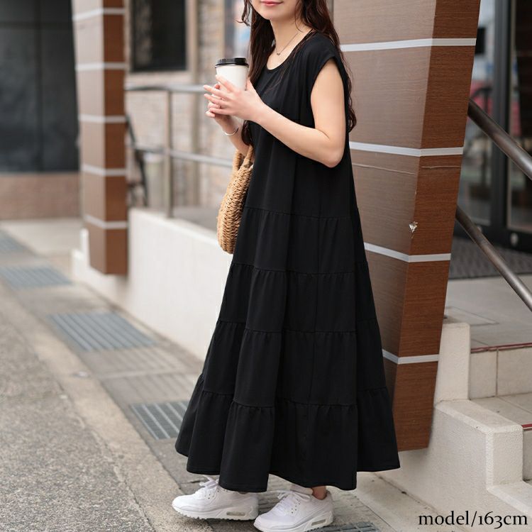 大きいサイズ レディース 接触冷感ティアードワンピース　kt-7825650