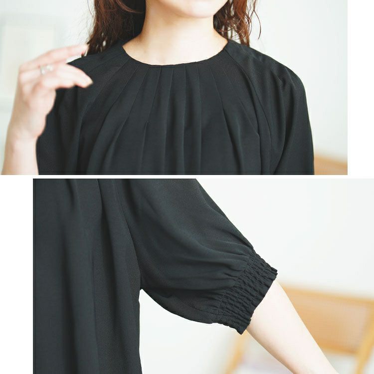 大きいサイズ レディース 胸元タックパフスリーブブラウス　tana-351040 【メール便可】
