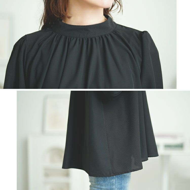 大きいサイズ レディース スタンドカラーパプスリーブブラウス　tana-351037【メール便可】